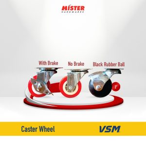 VSM Caster Wheel / Roda Kaster Hidup Rem 2” PVC SET 4 PCS