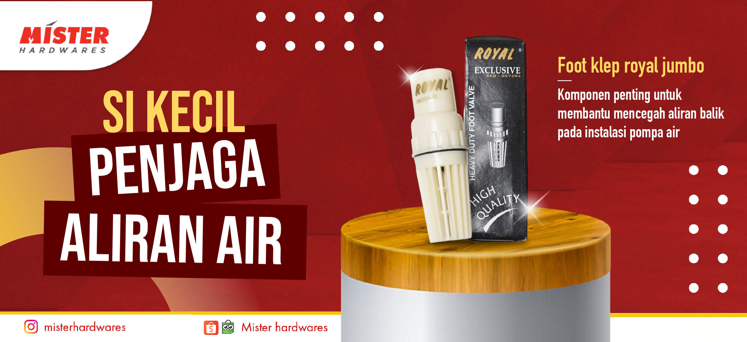 https://misterhardwares.com/produk/foot-klep-royal-jumbo-heavy-duty-3-4-1-inch-foot-valve-pompa-air/